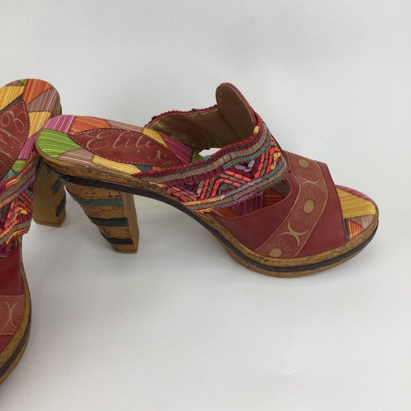 Elite corky leather print slide -in wedge heels - Picture 6 of 9